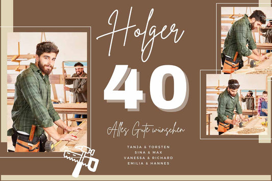 Geburtstags Banner Holger mit 3 Fotos