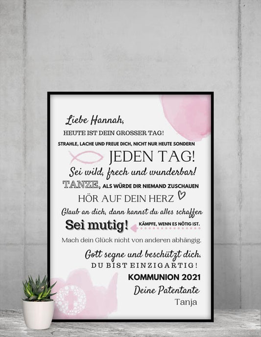 Poster Erstkommunion Rosa