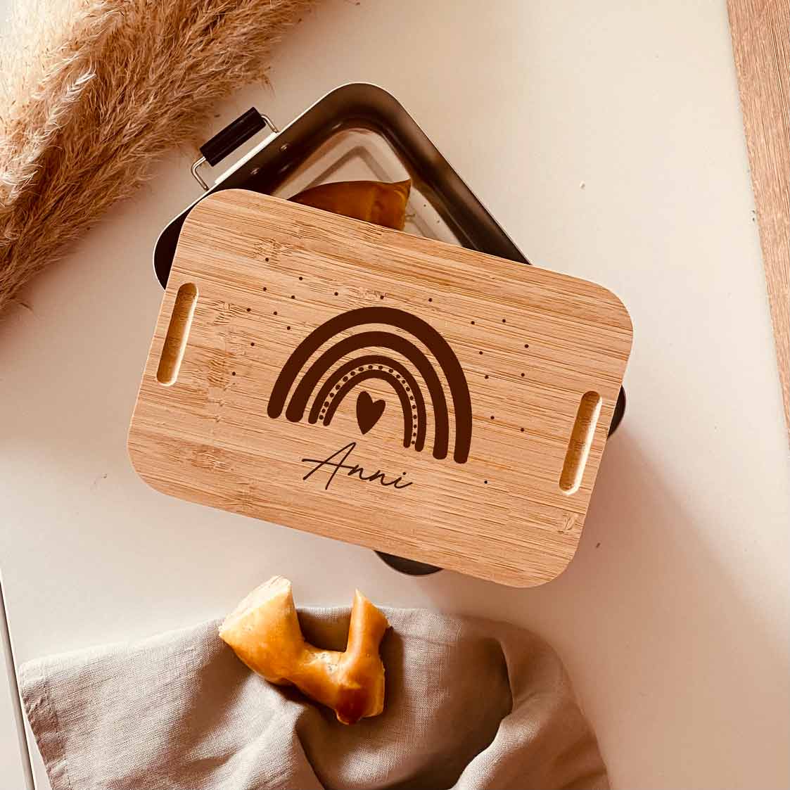 Lunchbox - Metalldose mit Bambusdeckel